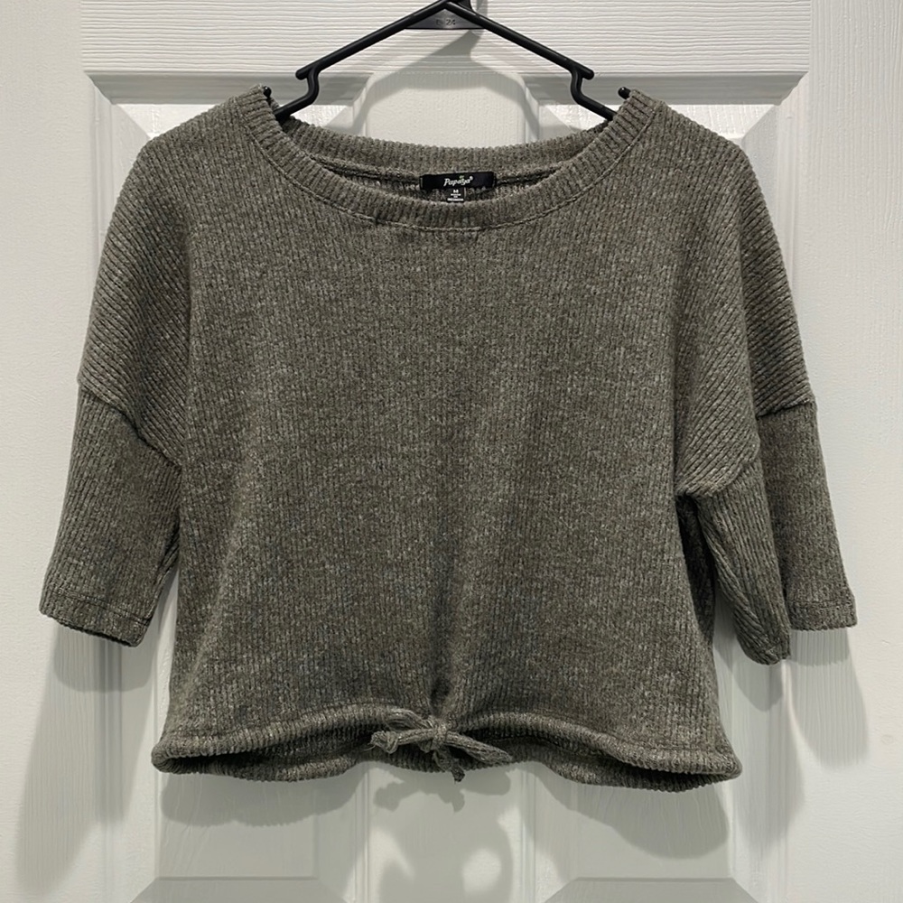 Papaya Ribbed Short Sleeve Sweater
